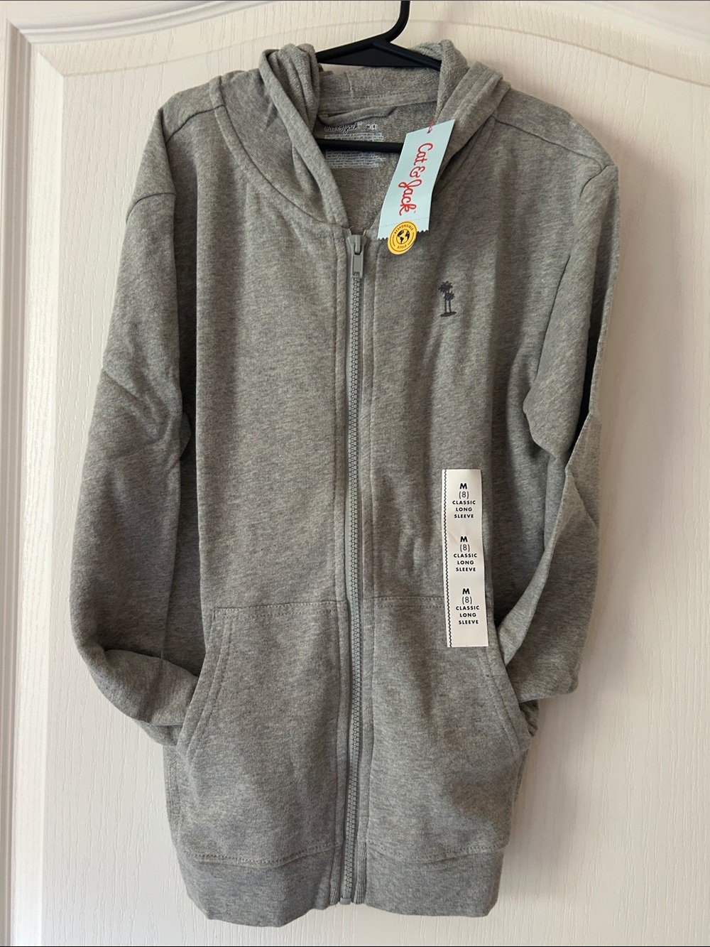 Cat & Jack Light Gray Full-Zip Hooded Sweatshirt for Kids